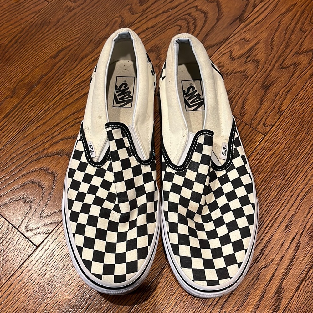 Men’s size 12, Black and White, Barely worn, Checkered Vans